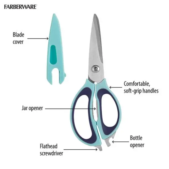 Farberware 4-in-1 Kitchen Shears Aqua/Ink {5}