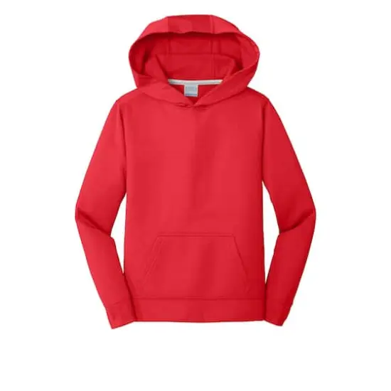 Port & Company&reg; Youth Performance Fleece Pullover Hooded Sweatshirt Red {1}