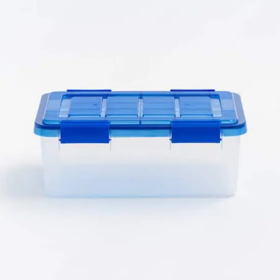 Iris&reg; 4gal. Clear Plastic Storage Boxes With Blue Lid, 6 Pack {10}