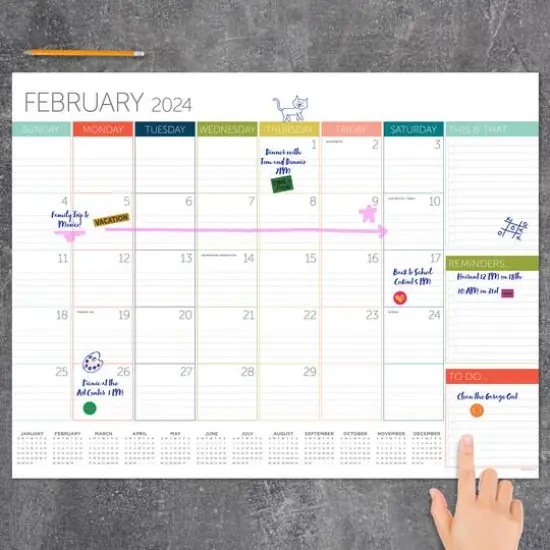 TF Publishing 2024 Rainbow Blocks Large Desk Pad Monthly Blotter Calendar {3}