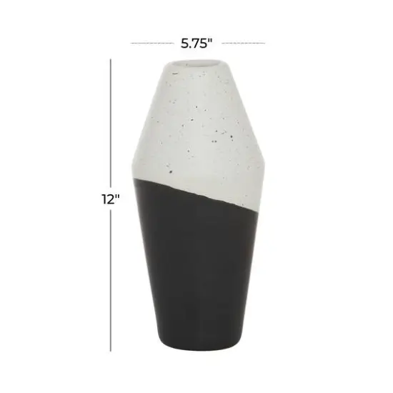 Black Ceramic Contemporary Vase, 12" x 6" x 6" {8}