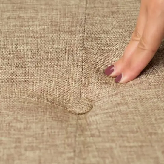 Simplify 30" Faux Linen Double Folding Storage Ottoman Natural {7}