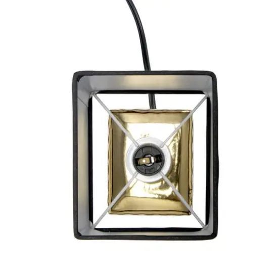 Simple Designs 12" Petite Hammered Gold Square Table Lamp {11}