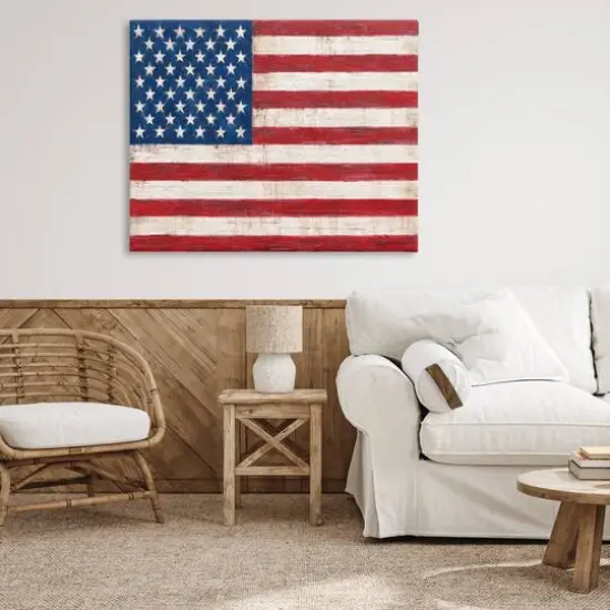 Stupell Industries Rustic American Flag Red White Blue Distressed Pattern Canvas Wall Art {3}
