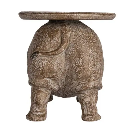 Hello Honey® 16.75" Gray Decorative Hippo Pedestal with Distressed Finish {8}