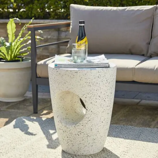Glitzhome&reg; 18" Multi-Functional White Terrazzo Garden Stool {3}