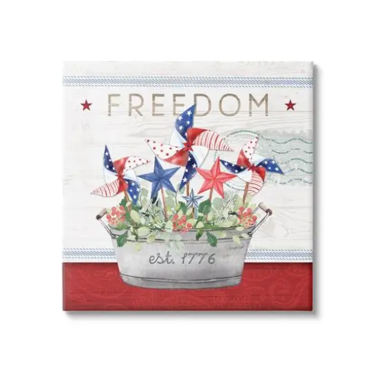 Stupell Industries Freedom Americana Floral Pinwheels Canvas Wall Art {1}