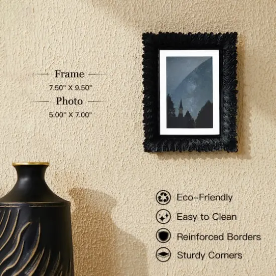 Glitzhome&reg; 5" x 7" Black Scoop abletop Picture Frame {7}