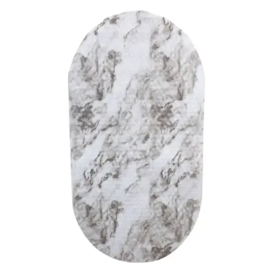 Bath Bliss Marble Print Oval Bubble Bath Mat {1}