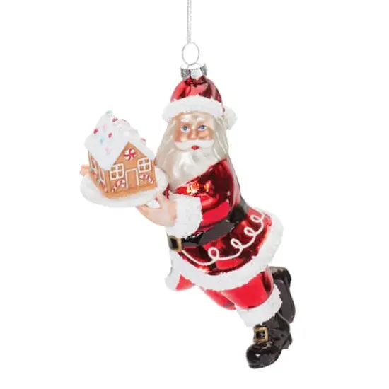 6ct. 7" Glass Santa with Gingerbread Ornaments {1}