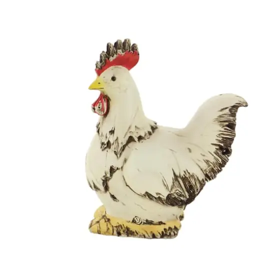 12" White Stone Rooster Garden Sculpture {3}