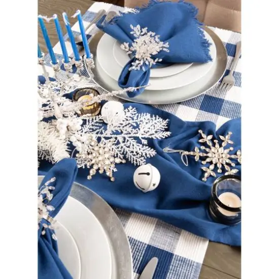 DII&reg; Buffalo Check Ribbed Placemat, 6ct. Navy/White {6}