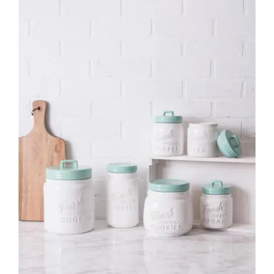 DII&reg; 5.6" Aqua Ceramic Jar Canister Set, 3ct. {10}