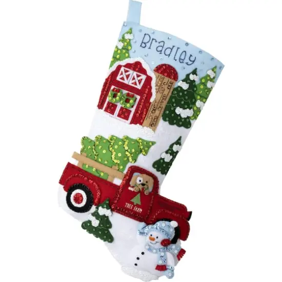 Bucilla&reg; 18" Christmas at the Farm Felt Stocking Applique Kit {1}