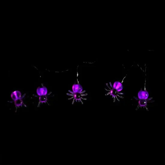 10ct. 4ft. Purple Spider LED Halloween Black Wire Lights {6}