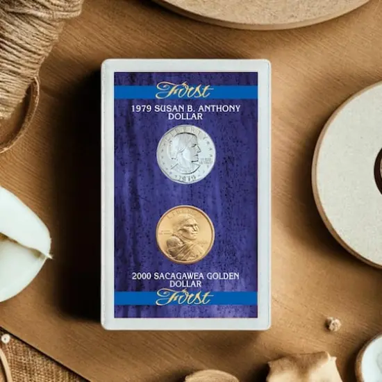 First 1979 Susan B. Anthony Dollar & 2000 First Sacagawea Dollar {1}