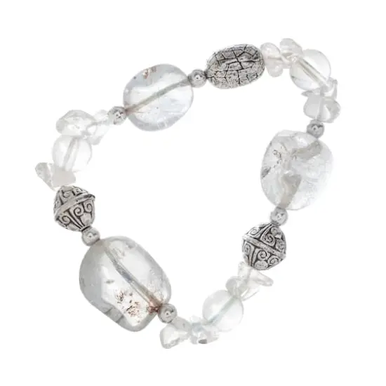 John Bead Crystal Quartz Clear Natural Stone Bracelet {5}