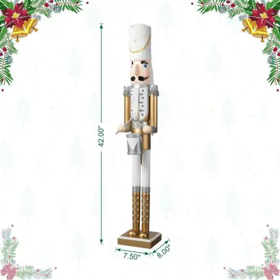 Glitzhome&reg; 42" Gold & White Christmas Nutcracker  {9}