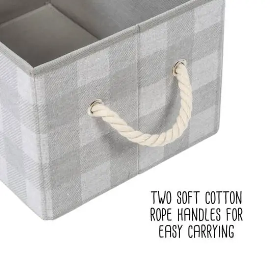 Honey Can Do Gray Plaid Large Collapsible Fabric Storage Bins With Handles Set, 3ct. {9}