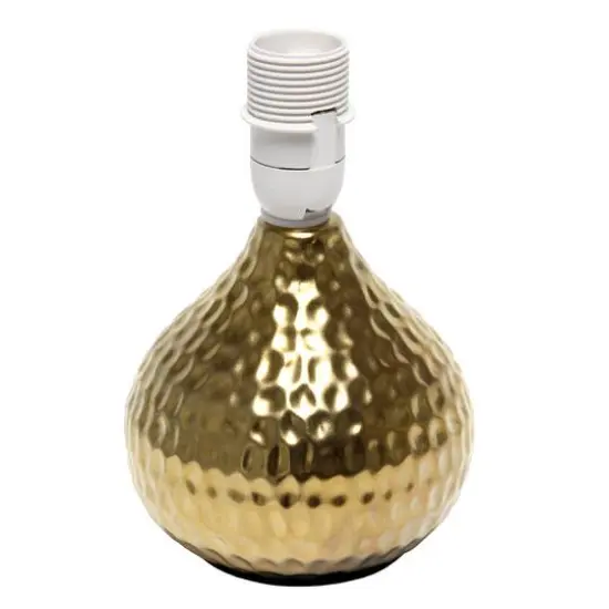 Simple Designs Hammered Gold Table Lamp White {7}