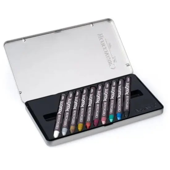 Cretacolor&reg; AquaStic 10 Color Metallic Oil Pastel Tin Set {6}
