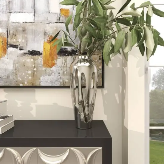 19" Silver Aluminum Drip Vase with Melting Designed Body {7}