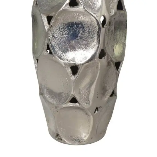 Silver Aluminum Geometric Open Framed Vase Set with Circular Plates {8}