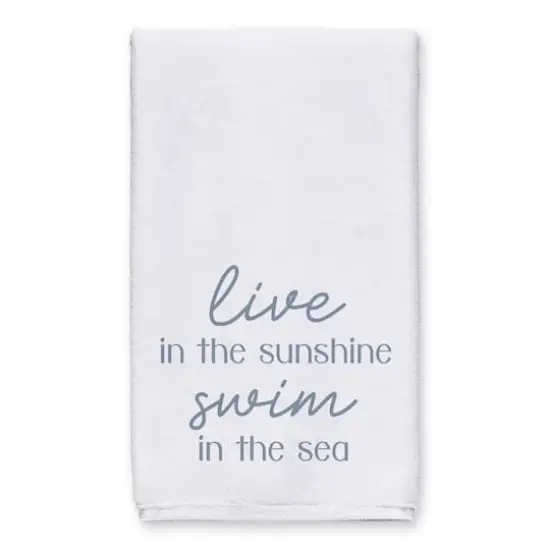 Live In The Sunshine Swim In The Sea Tea Towel Set Blue on White {3}
