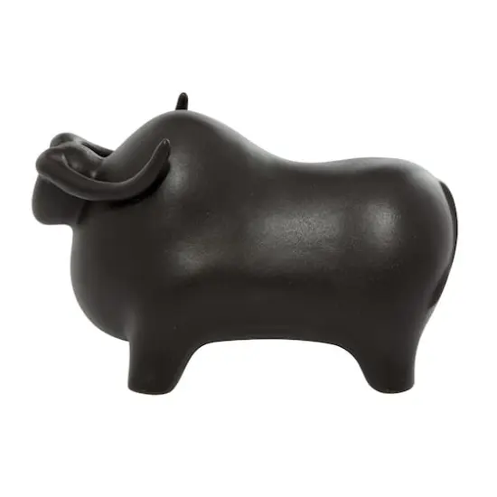 12" Black Contemporary Bull Sculpture {4}
