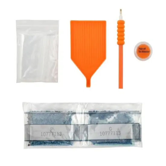 8" Glow-in-the-Dark Witch on Broom Stick Round Wood Plaque Diamond Art Kit by Make Market&reg; {4}