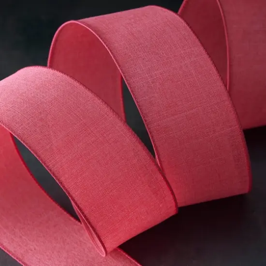 2.5" x 25ft. Faux Linen Wired Ribbon by Celebrate It&trade; D&eacute;cor Magenta {5}