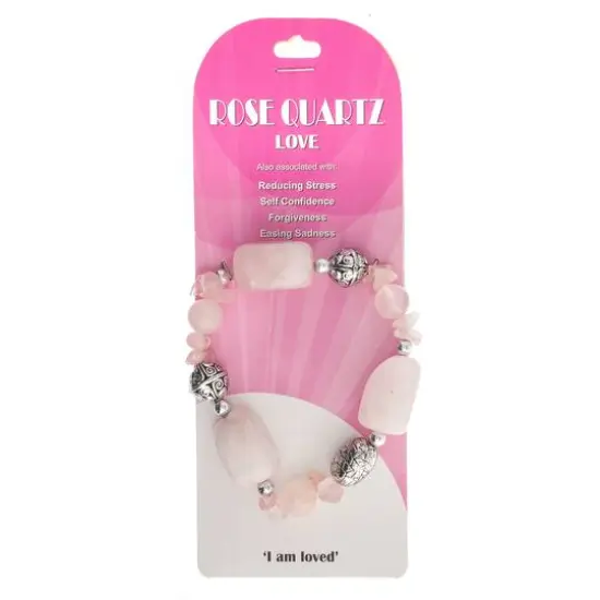 John Bead Rose Quartz Stretch Bracelet with Silver Filigree Beads {5}