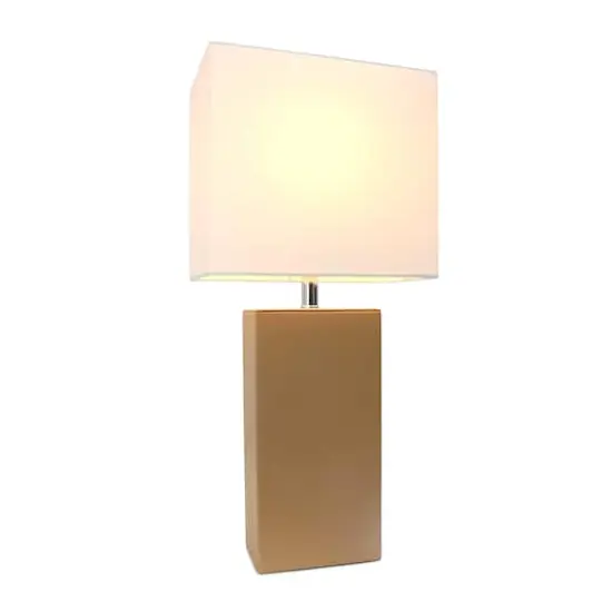 Lalia Home Lexington 21" Leather Home D&eacute;cor Table Lamp Beige {3}