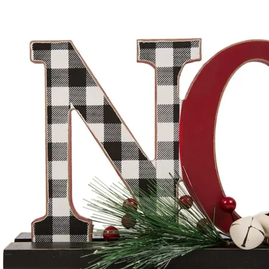 Glitzhome&reg; 15" Wooden Plaid "NOEL" Tabletop D&eacute;cor {4}