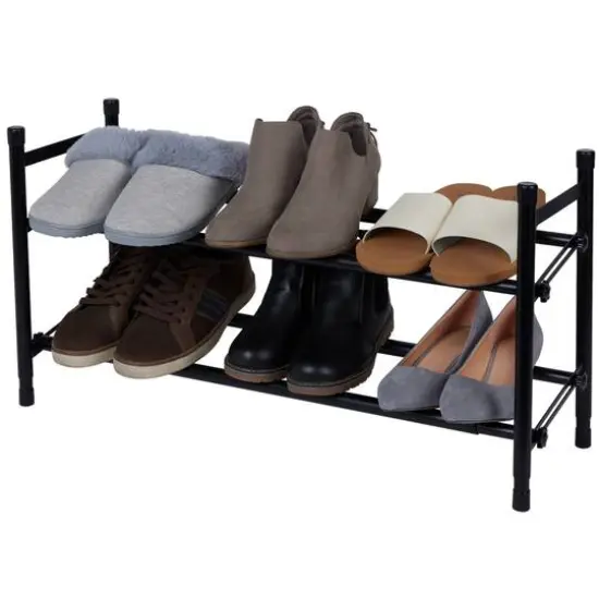 Organize It All Black 25" 2 Tier Expandable Shoe Rack {6}