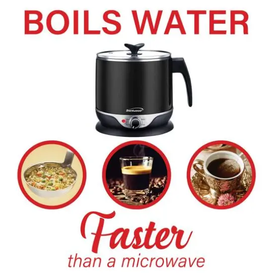 Brentwood 1.9qt. 600-Watt Stainless Steel Cordless Electric Hot Pot Cooker & Food Steamer With Swivel Base {8}