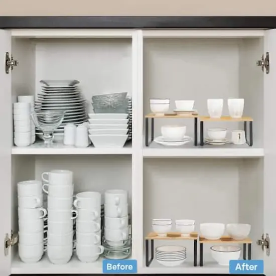 NEX™ Black & Natural Bamboo Cabinet and Counter Shelf Organizer, 4ct. {7}