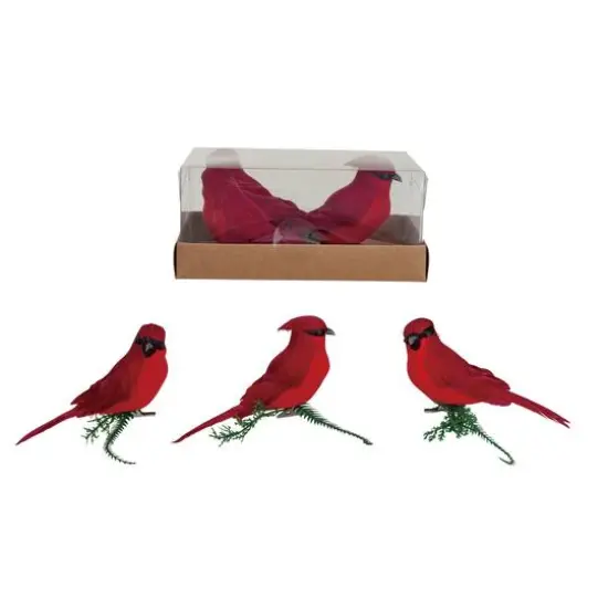 Hello Honey&reg; 6" Red Foam & Feather Cardinal Clip-On Ornament Set {1}