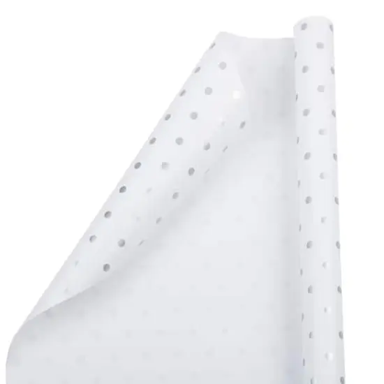 JAM Paper Polka Dot Gift Wrap White and Silver {1}