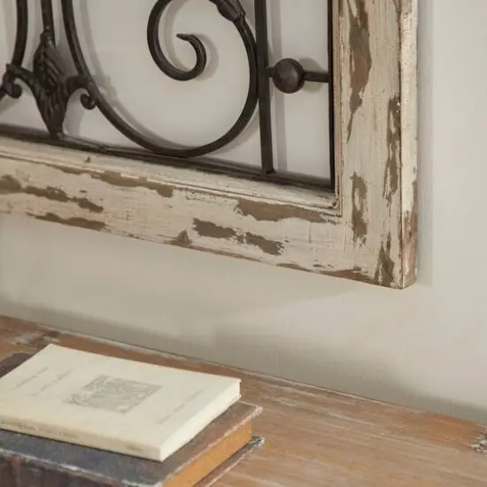 51" White Metal Rustic Ornamental Wall Decor {4}