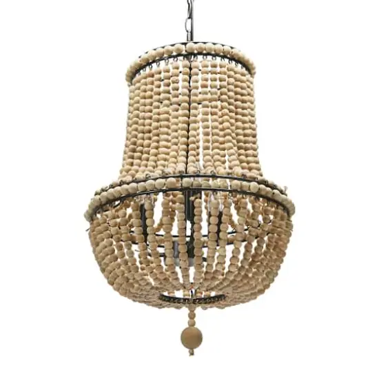 Hello Honey&reg; Draped Wood Bead Chandelier Natural {1}