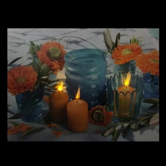 LED Flickering Candles & Flowers Canvas Wall Art {3}