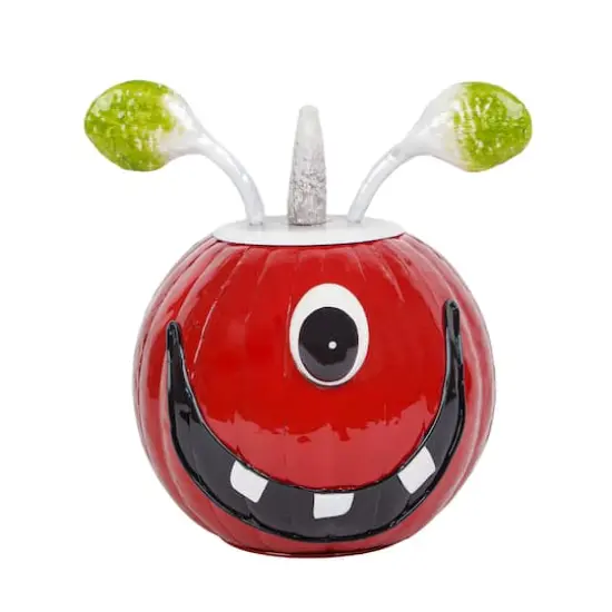 11" One-Eyed Monster Pumpkin Metal Tabletop D&eacute;cor {1}