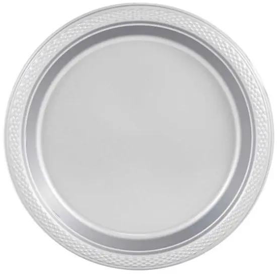 JAM Paper 7" Plastic Party Plates, 20ct. Silver {1}