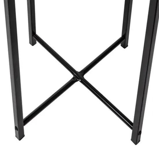 Honey Can Do Black Round Side Table with X-Pattern Base {5}