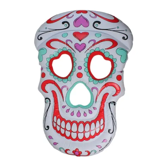 Swimline 5ft. Inflatable White & Pink Sugar Skull Swimming Pool Float {4}