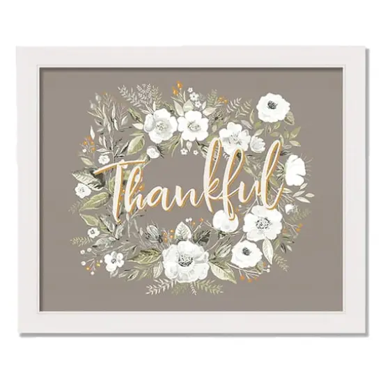 Thankful Wreath White Framed Print Wall Art {1}