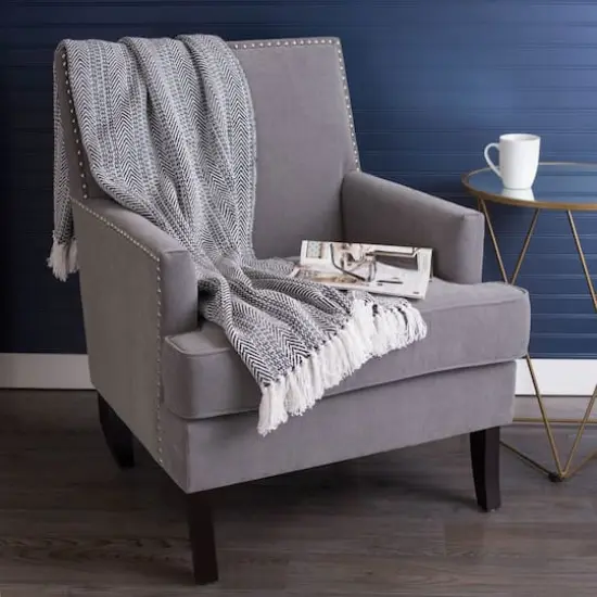 DII&reg; Black Herringbone Stripe Throw {5}