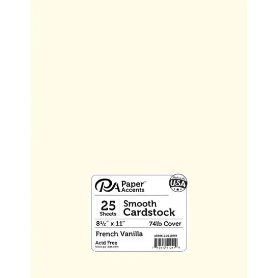 PA Paper™ Accents 8.5" x 11" Smooth Cardstock, 25 Sheets French Vanilla {1}