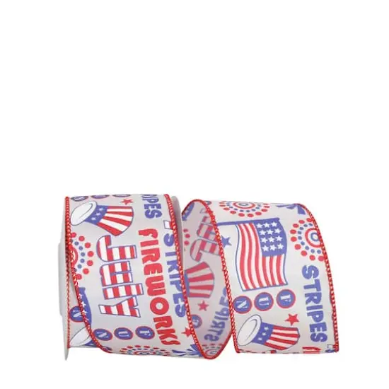 JAM Paper 2.5" x 10yd. Red, White & Blue Fourth Of July Fun Wired Ribbon {1}